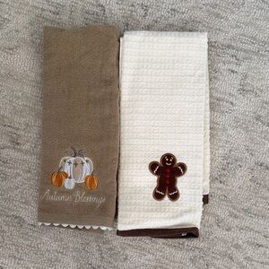 Autumn Blessings Kitchen Towel Set - Brown and Cream